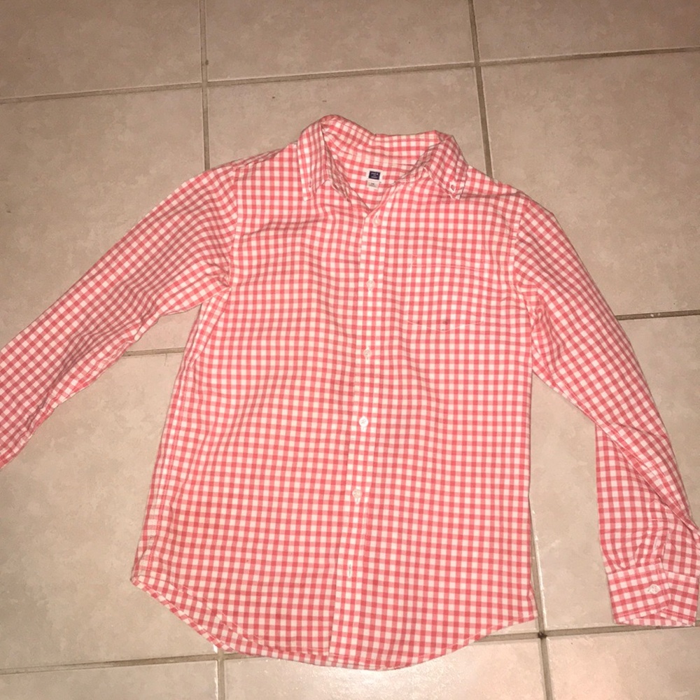Janie and Jack Coral and white Button down shirt